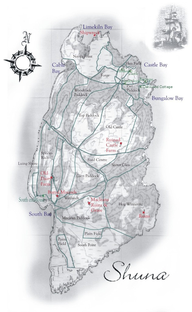 Detailed map of Shuna Island